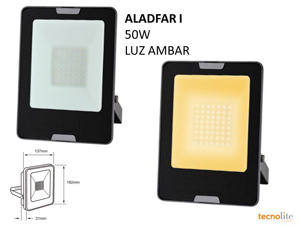 REFLECTOR LED , 50 W, LUZ AMBAR