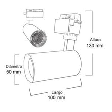 Cargar imagen en el visor de la galería, Lámpara De Riel 1.0 m. con kit de 3 spots dirigibles LED de 7w cada uno.
